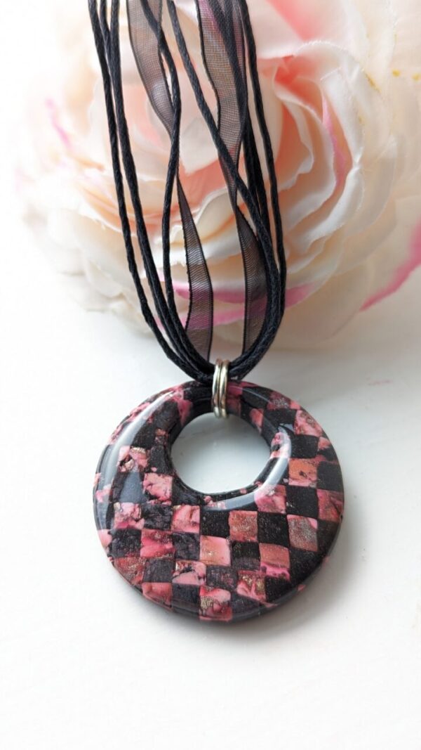Late Winter Sunset Checker board pendants - large bold and fun pendants.