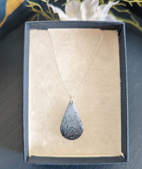 Blue Yonder Teardrop Necklace - Sterling silver 18" chain with two tone sparkly blue teardrop pendant