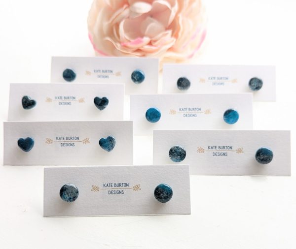 Deep Ocean Studs - deep blues and silvers ocean effect studs