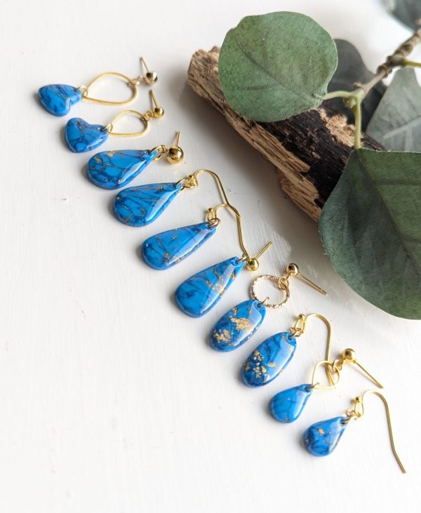 Turquoise Marble Earrings - gold leaf is mixed in with these earrings to create the marble effect