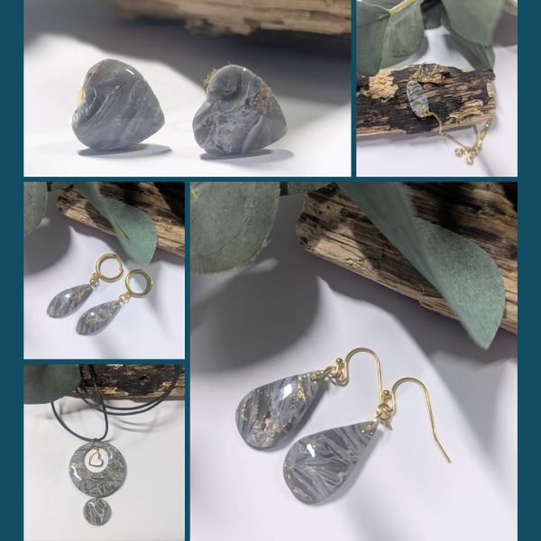 Grey Stone Collection - stone effect jewellery using two tone greys and gold